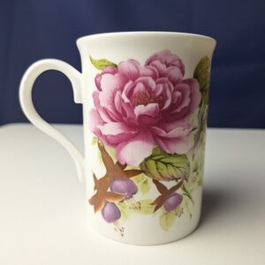 Crown Trent Coffee Mug England Fine Bone China Peonies Roses Fuchsias Garden